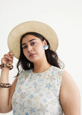 A Model Wearing Off White Handwoven Cotton Ocean Island Cotton Off-White Maxi Dress, curated by Only Ethikal